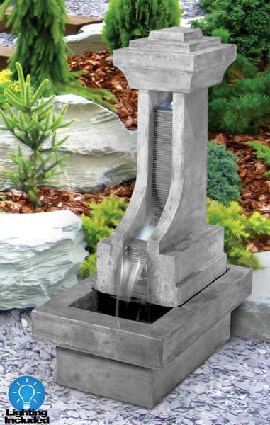 Fenelon Falls Contemporary Fountain with Light Asian Design Sleek